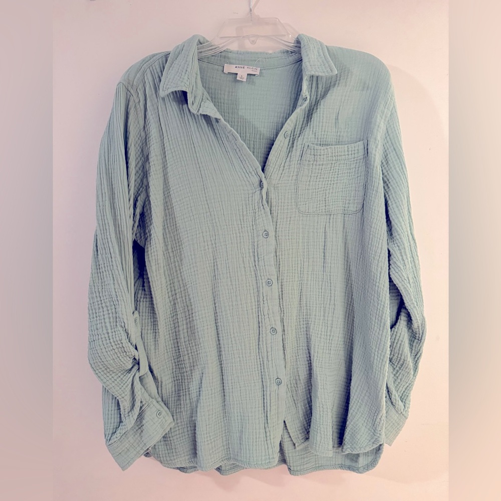 Anne Klein Sage Oversized Button Down